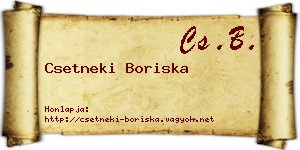 Csetneki Boriska névjegykártya